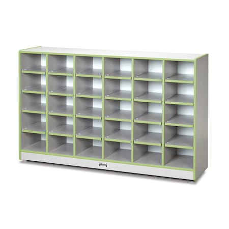 Jonti-Craft Rainbow Accents 30 Cubbie-Tray Mobile Storage, without Trays, Key Lime Green 0430JCWW130